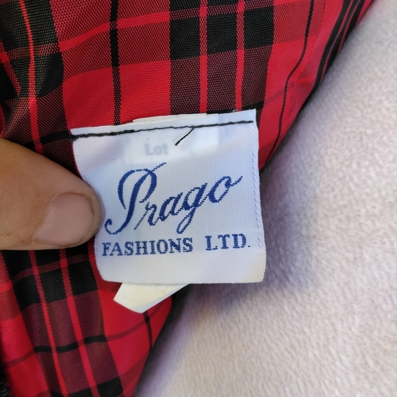 Vintage Prago Plaid Off The Shoulder Ruffle Trim Midi Length Dress Size 8 - Picture 7 of 10